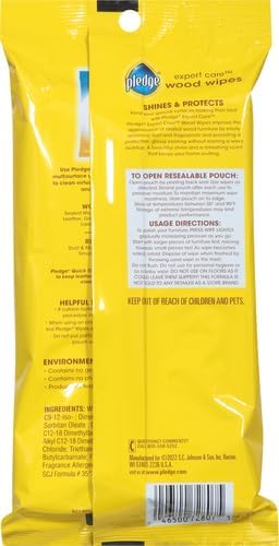 Pledge Expert Care Wood Wipes, Shines and Protects, Scented, 24 Count (Pack of 1)