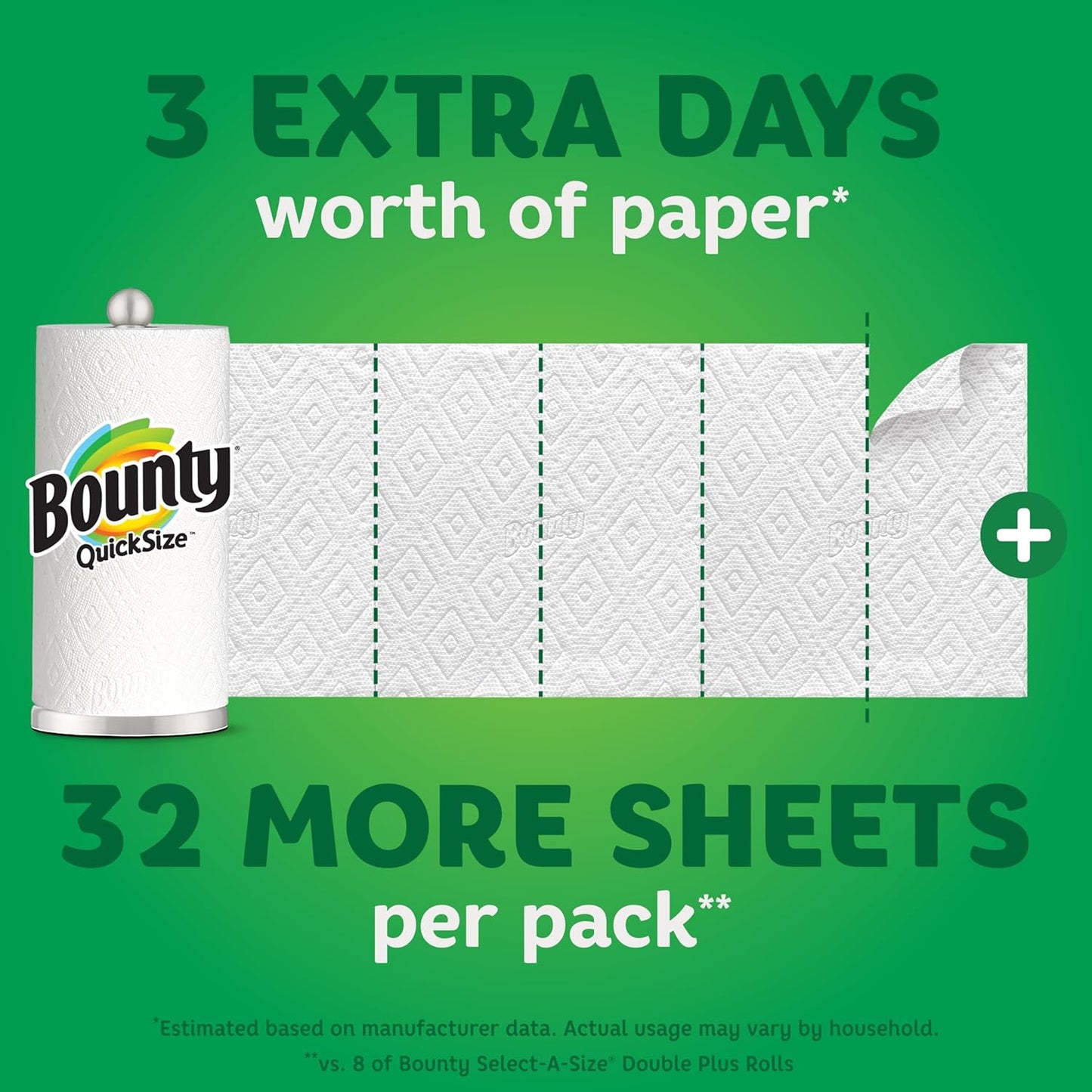 Bounty Quick Size Paper Towels 20 Regular Family Rolls