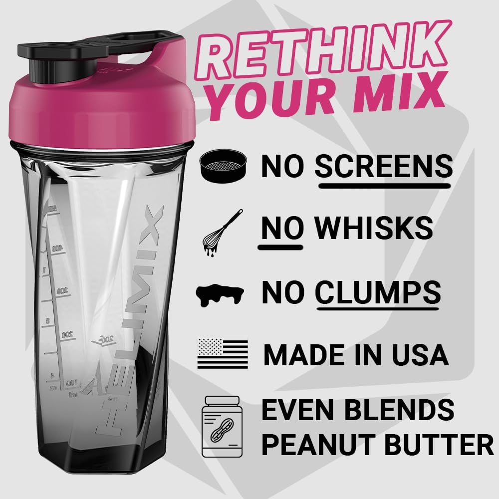 HELIMIX 2.0 Vortex Blender Shaker Bottle Holds upto 28oz (Pink)