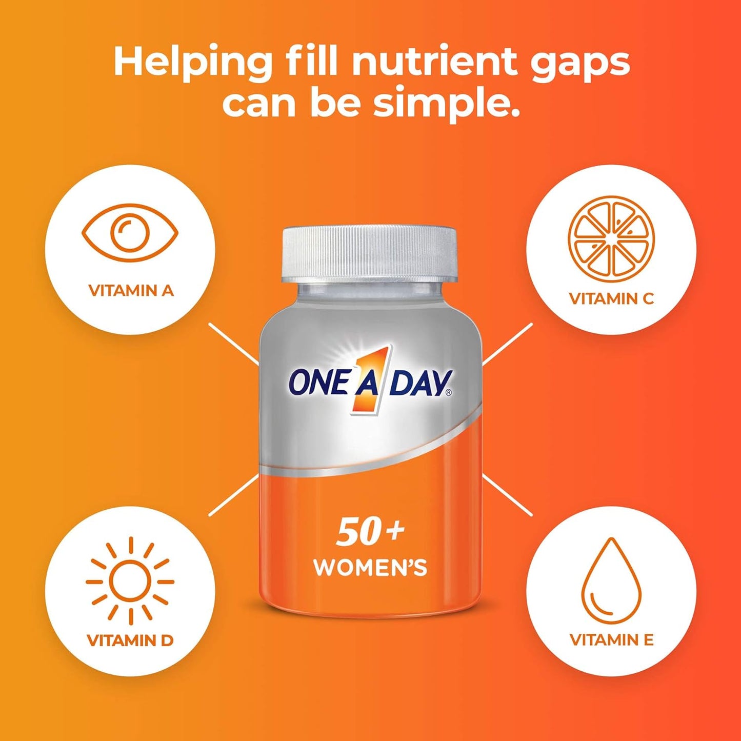 One A Day Women’s 50+ Multivitamins Tablet, with Vitamin A, C, D, E and Zinc, 200 Count