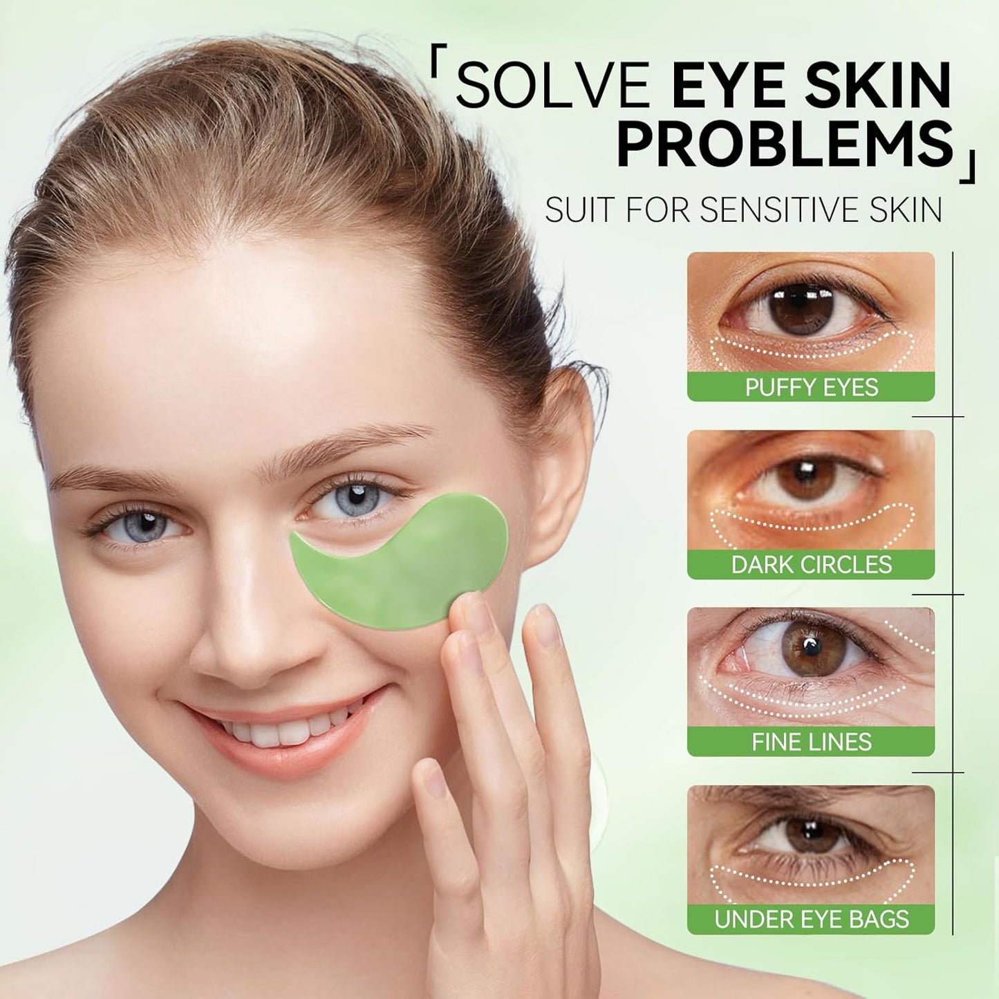 BREYLEE Aloe Vera Eye Masks–Pure Natural Material Extraction (60 Pcs)