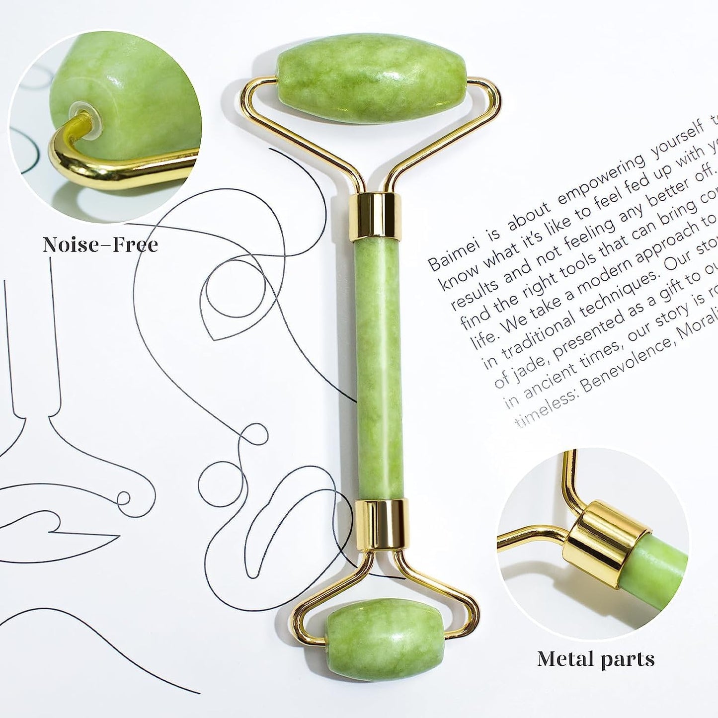 BAIMEI IcyMe Gua Sha & Jade Roller Facial Tools Face Roller and Gua Sha Set.