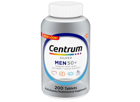 Centrum Silver Men's 50+ Multivitamin with Vitamin D3, B-Vitamins, Zinc, 200 Tablets