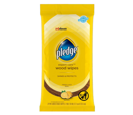 Pledge Expert Care Wood Wipes, Shines and Protects, Scented, 24 Count (Pack of 1)